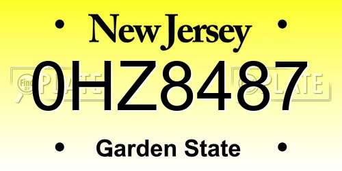 0HZ8487 New Jersey License Plate