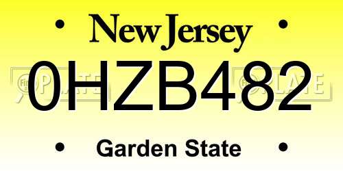 0HZB482 New Jersey License Plate