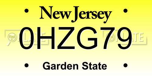 0HZG79 New Jersey License Plate