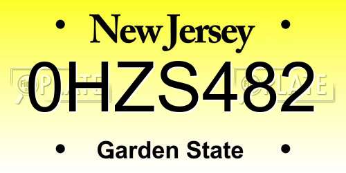 0HZS482 New Jersey License Plate