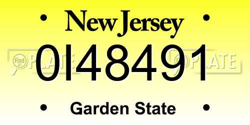 0I48491 New Jersey License Plate
