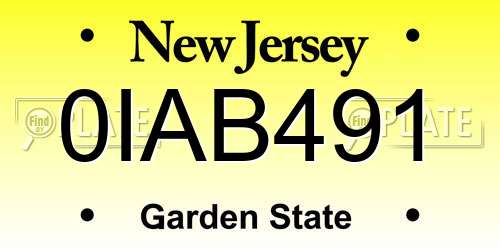 0IAB491 New Jersey License Plate