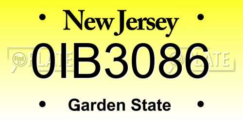 0IB3086 New Jersey License Plate