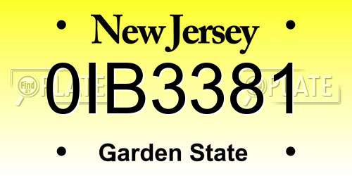 0IB3381 New Jersey License Plate