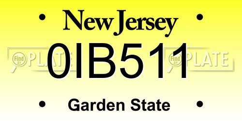 0IB511 New Jersey License Plate