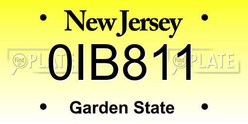 0IB811 New Jersey License Plate