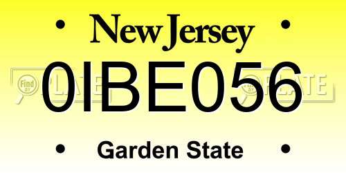 0IBE056 New Jersey License Plate