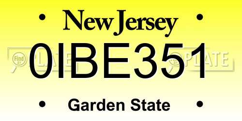 0IBE351 New Jersey License Plate