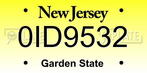0ID9532 New Jersey License Plate