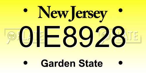 0IE8928 New Jersey License Plate