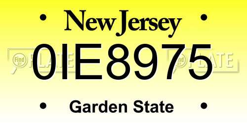 0IE8975 New Jersey License Plate