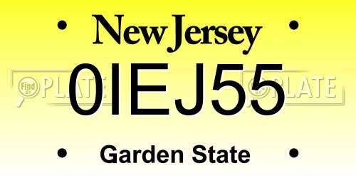 0IEJ55 New Jersey License Plate