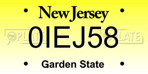 0IEJ58 New Jersey License Plate