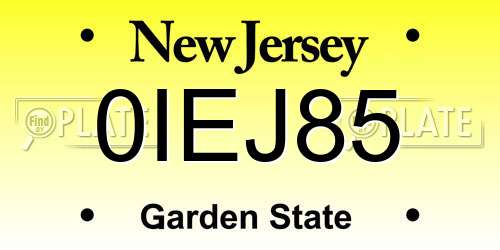 0IEJ85 New Jersey License Plate