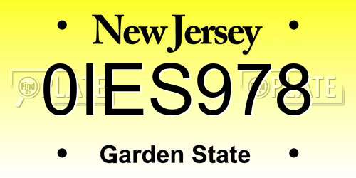 0IES978 New Jersey License Plate