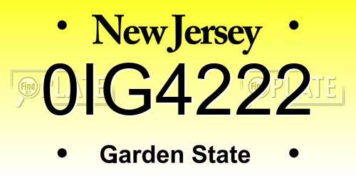 0IG4222 New Jersey License Plate