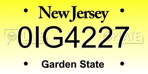 0IG4227 New Jersey License Plate