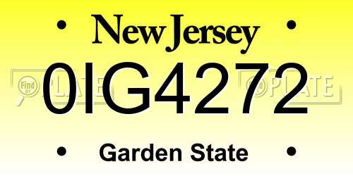 0IG4272 New Jersey License Plate