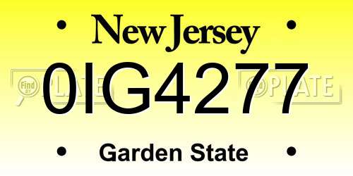 0IG4277 New Jersey License Plate
