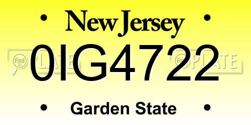 0IG4722 New Jersey License Plate