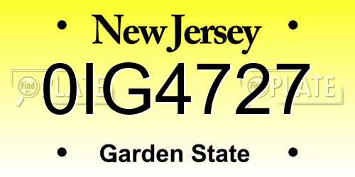 0IG4727 New Jersey License Plate