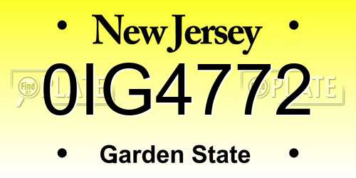 0IG4772 New Jersey License Plate