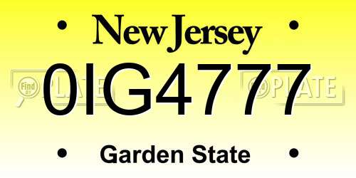 0IG4777 New Jersey License Plate