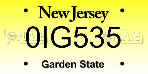 0IG535 New Jersey License Plate