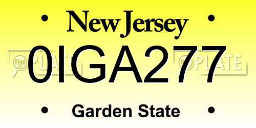 0IGA277 New Jersey License Plate