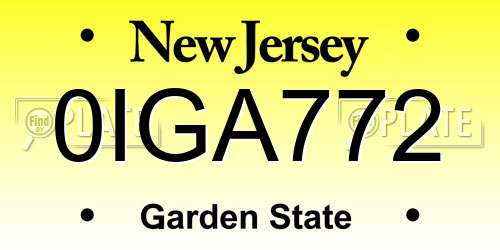 0IGA772 New Jersey License Plate