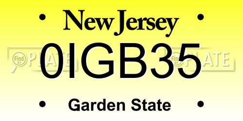 0IGB35 New Jersey License Plate