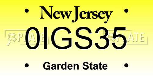 0IGS35 New Jersey License Plate