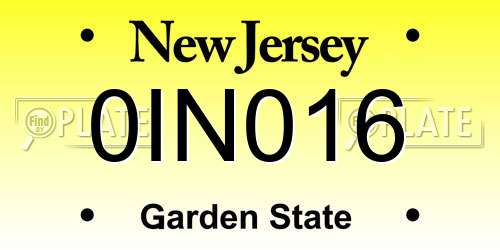 0IN016 New Jersey License Plate