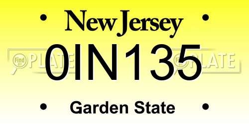 0IN135 New Jersey License Plate