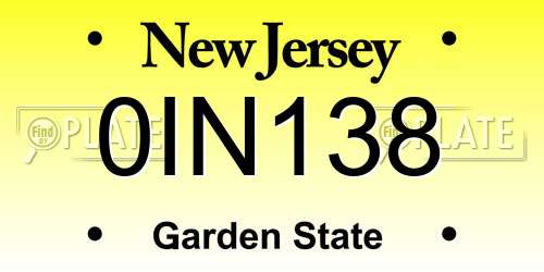 0IN138 New Jersey License Plate