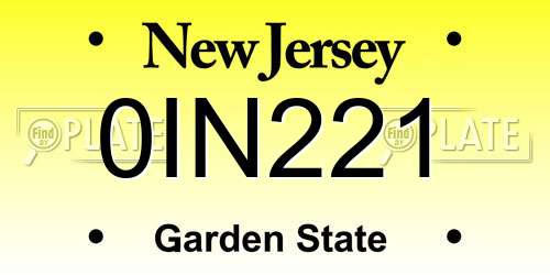 0IN221 New Jersey License Plate