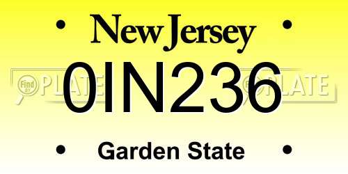 0IN236 New Jersey License Plate