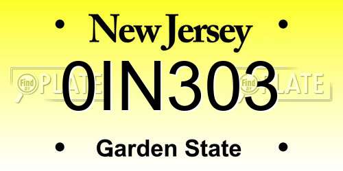 0IN303 New Jersey License Plate
