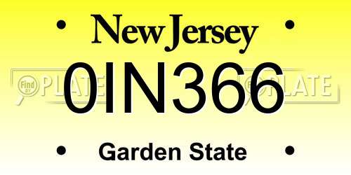 0IN366 New Jersey License Plate