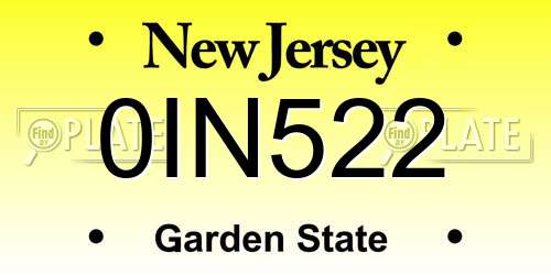 0IN522 New Jersey License Plate