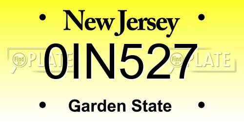 0IN527 New Jersey License Plate