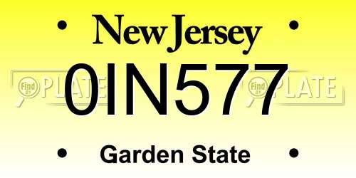 0IN577 New Jersey License Plate