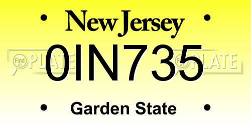 0IN735 New Jersey License Plate