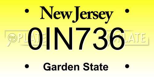 0IN736 New Jersey License Plate