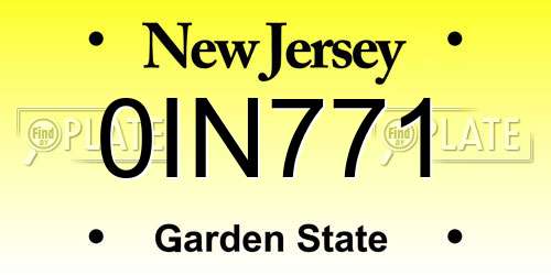 0IN771 New Jersey License Plate