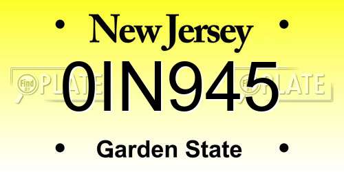 0IN945 New Jersey License Plate