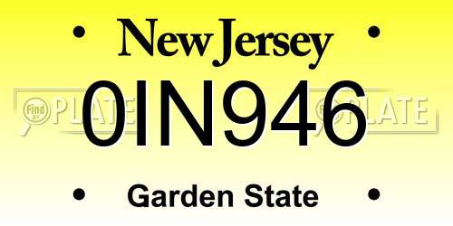 0IN946 New Jersey License Plate