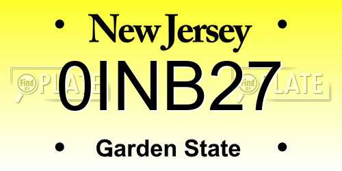 0INB27 New Jersey License Plate
