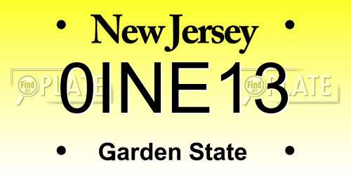 0INE13 New Jersey License Plate
