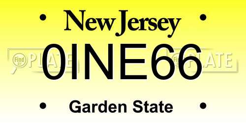 0INE66 New Jersey License Plate